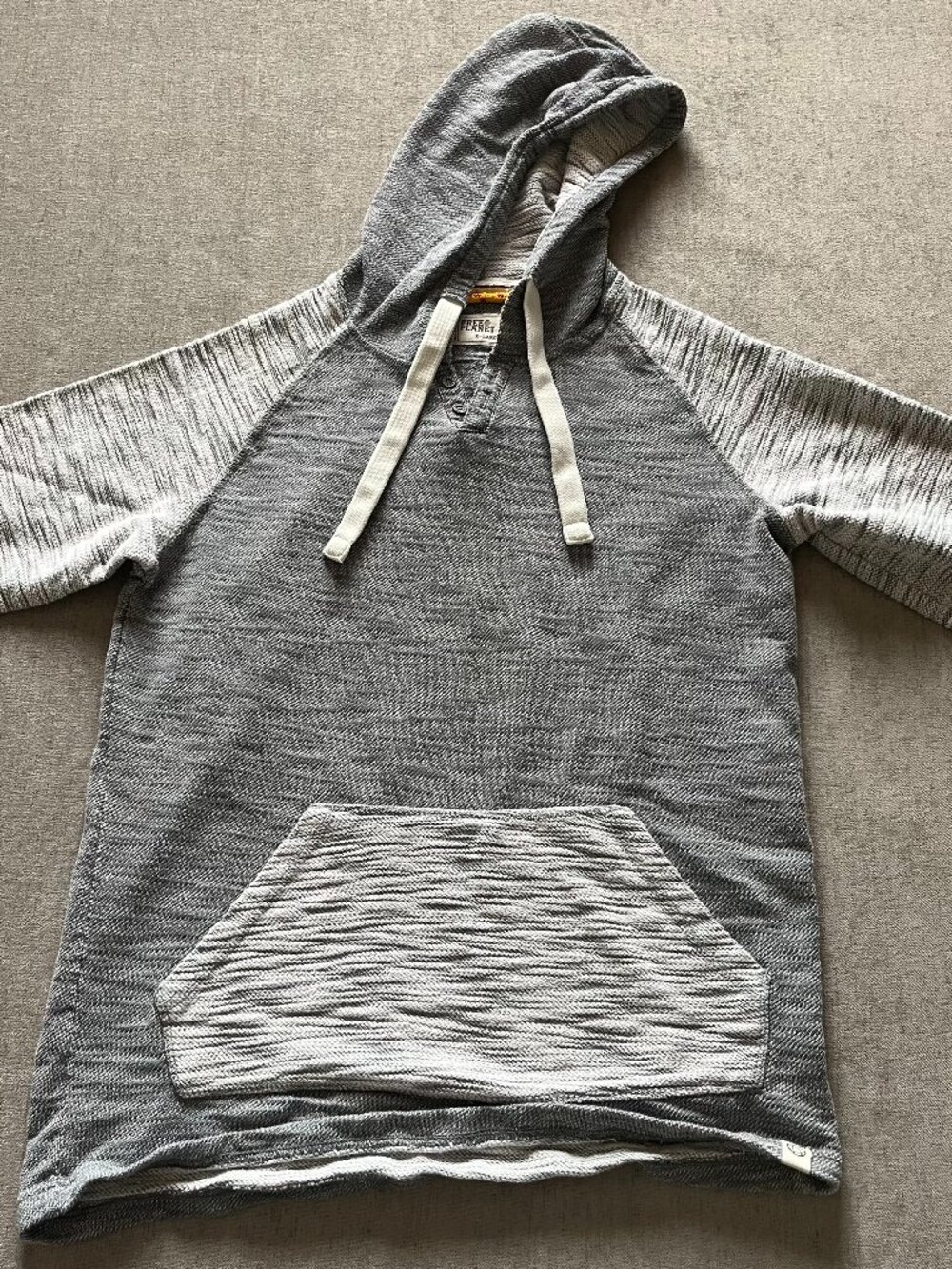 Free Planet Button Hoodie Men XL Gray Cotton Long Sleeve Pullover Cotton Blend